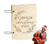 Christmas Card Book, Organizer Book for Greeting Cards,Christmas Memories Album Wood Holiday Scrapbook | Safe Postcard Photo Album Card Record Book for Holiday Families Lovers