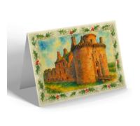 CHRISTMAS CARD - Caerlaverock Castle, Dumfries (c) - Vintage Art Style