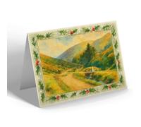 CHRISTMAS CARD - Carding Mill Valley, Church Stretton (e) - Vintage Art Style