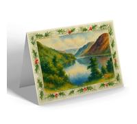 CHRISTMAS CARD - Careg Ddu Dam, Elan Valley, Rhayader - Vintage Art Style