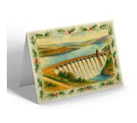 CHRISTMAS CARD - Craig Goch Dam, Elan Valley (b) - Vintage Art Style