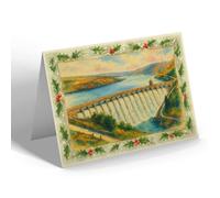 CHRISTMAS CARD - Craigh Goch Dam. Elan Valley - Vintage Art Style