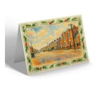 CHRISTMAS CARD - Doncaster Road & Baths, Scunthorpe - Vintage Art Style