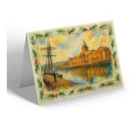 CHRISTMAS CARD - Dublin. The Custom House - Vintage Art Style