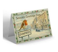 CHRISTMAS CARD - Dumfries - English Street & King's Arms Hotel - Vintage Design