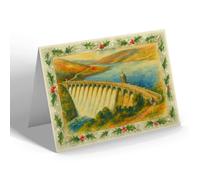 CHRISTMAS CARD - Elan Valley, Craigh Goch Dam, Rhayader - Vintage Art Style