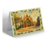 CHRISTMAS CARD - Exeter Cathedral, West Front (a) - Vintage Art Style