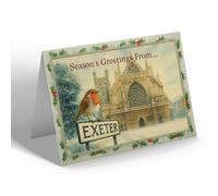 CHRISTMAS CARD - Exeter - West Front of Exeter Cathedral - Vintage Design