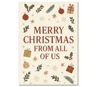 Christmas Card Extra Large A4 - From All of Us Design - XL Group Greeting for Office, School or Family - Big Festive Card with Icons & Bold Lettering - Special Large Xmas Card - UK Made Eco-Friendly
