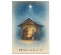 Christmas Card Extra Large A4 - Nativity Scene with Holy Family - XL Luxury Religious Greeting - Peace on Earth Stable & Star of Bethlehem - Traditional Big Christian Xmas Card - UK Made Eco-Friendly