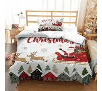 Christmas Card-Festive Vector Illustration Duvet Cover Sets 2 PCS Hotel Quality Quilt Cover Bedding Bed Covers with Pillowcases with Zipper Closure Ultra Soft Anti Allergic Microfiber Single（135x200cm