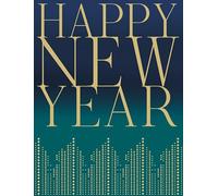 Christmas Card, Foil type Happy New Year - 8 x 6 inches - Piccadilly Greetings