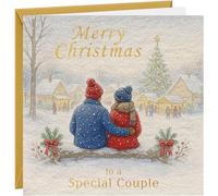 Christmas Card For A Special Couple Christmas Cards To Parents Friends Relatives 350gsm Hammered Card With Gold Foil & Gold Envelope