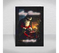 Christmas Card for a Special Couple - Santa Claus by Fireplace Leaving Gifts Under the Tree, A5 Greeting Card with a Special Verse Inside: Special Couple Christmas Card