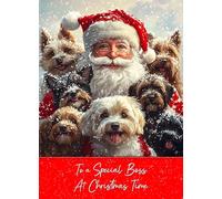 Christmas Card For Boss (To a Special) - Santa Dogs Greeting Card for Xmas For Him Her Male Female