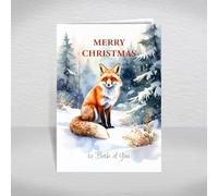 Christmas Card for Both of You, Couple - Elegant Fox in Snowy Woodland Winter Scene, A5 Luxury Greeting Card with a Special Verse: Both of You Christmas Card