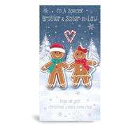 Christmas Card for Brother and Sister-in-Law, Gingerbread Design, 12 x 22 cm