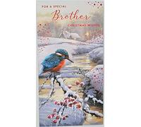 Christmas Card for brother with Kingfisher winter scene