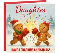 Christmas Card For Daughter Christmas Xms Greetings Card To Daughter Have a Cracking Christmas Gingerbread Cracker Design