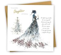 Christmas Card for Daughter. Elegant Dress Design with Gold Foil. Card 150 x 150mm, supplied with envelope. Ecofriendly and Made in U.K.