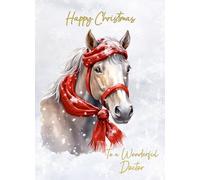 Christmas Card For Doctor (Horse Art Red) - Special Xmas Card for Him Her Male Female