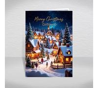 Christmas Card for Girlfriend, Partner - A5 Greeting Card with Special Verse Inside/Magical Christmas Village Scene with Cosy Cottages & Snowy Trees: Girlfriend Christmas Card