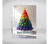 Christmas Card for Gran, Grandmother - Vibrant Rainbow Ombre Christmas Tree Modern Design, A5 Deluxe Card with a Special Verse Inside: Gran Christmas Card