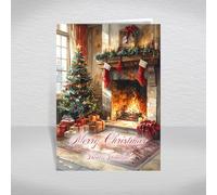 Christmas Card for Great Grandad, Grandfather - Gifts Beneath the Tree & Cosy Fireplace Scene, A5 Traditional Greeting Card with a Special Verse Inside: Great Grandad Christmas Card