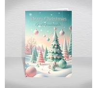 Christmas Card for Great Granddaughter, Female Relative - Whimsical Pastel Trees & Baubles Winter Wonderland Theme, A5 Greeting Card with a Special Verse: Great Granddaughter Christmas Card