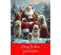 Christmas Card For Great Nephew (Merry Christmas) - Santa Dogs Greeting Card for Xmas For Him Male