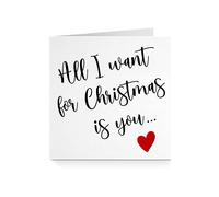 Christmas Card for Him Her - All I Want Red Heart For Boyfriend Girlfriend Husband Wife Partner Fiance Fiance