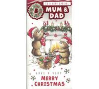 Christmas Card for Mum and Dad, Teddy Design, 23 x 13 cm