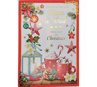 Christmas Card for Mum & Dad with Lantern and festive drinks