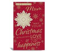Christmas Card for Mum, Extra Large 19.5 x 29.5 cm, 8 Page Full Colour Insert, Gold Foil Lettering, Christmas Greeting