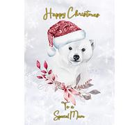 Christmas Card for Mum (Polar Bear) - Special Animal Xmas Card for Her Kids