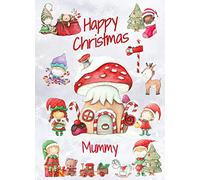 Christmas Card for Mummy (Elf, White) - Special Animal Xmas Card for Her Kids