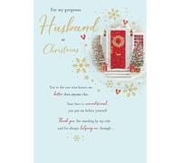Christmas Card, For My Gorgeous Husband - 9 x 6 inches - Piccadilly Greetings