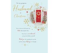 Christmas Card, For My Gorgeous Husband - 9 x 6 inches - Piccadilly Greetings