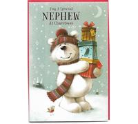 Christmas Card For Nephew 23 x 15 Cm (9 x 6 inches) For A Special Nephew at Christmas Presents Cute Bear