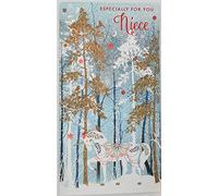 Christmas Card for Niece with unicorn in forest
