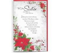 Christmas Card For Sister 23 x 15 Cm (9 x 6 inches) For You Sister You Are So Very Special You Deserve a Christmas that's Fantastic Christmas Flowers