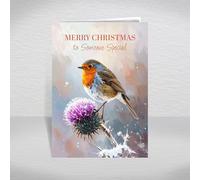Christmas Card for Someone Special, Partner, Girlfriend, Boyfriend - Peaceful Robin & Scottish Thistle Winter Design, A5 Deluxe Card with a Special Verse Inside: Someone Special Christmas Card