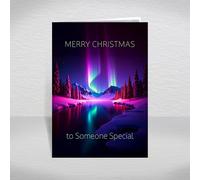 Christmas Card for Someone Special, Partner, Girlfriend, Boyfriend - Stunning Northern Lights over Snowy Mountains Winter Scene, A5 Deluxe Card & Special Verse Inside: Someone Special Christmas Card