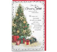 Christmas Card For Son 23 x 15 Cm (9 x 6 inches) For a Great Son with Love at Christmas Traditional Design Christmas Tree