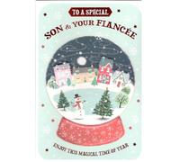 Christmas Card for Son and Fiancee, Snow Globe Design, 15 x 23 cm
