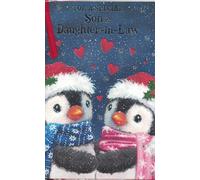 Christmas Card for Son & Daughter-in-Law, Cute Festive Penguins Design, 23 x 15 cm