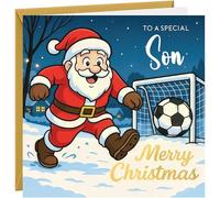 Christmas Card For Son Gold Foil Merry Christmas Xmas Greetings Card To Son Football Design With Santa Father Christmas Kids Childrens Cards
