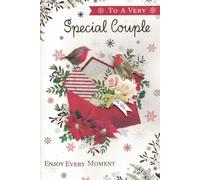 "Christmas Card for Special Couple - Luxury Festive Greeting Card with Robins, Flowers & Envelope - To a Very Special Couple - Enjoy Every Moment"