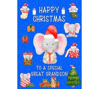 Christmas Card for Special Great Grandson (Blue) - Special Xmas Card for Him Kids Male