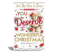 Christmas Card for The One I Love, Extra Large 19.5 x 29.5 cm, 8 Page Full Color Insert with Teddy Bear and Christmas Wishes